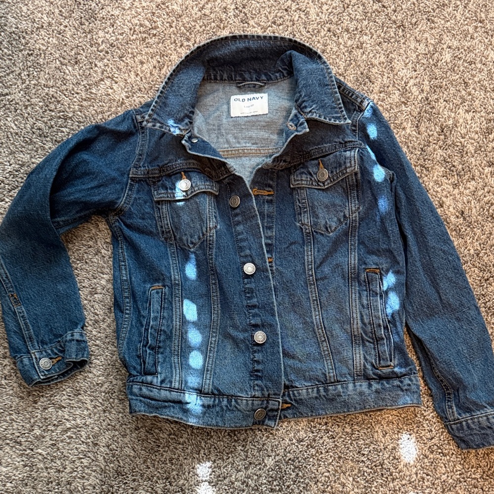 Old Navy Kids Dark Blue Jean Jacket Size 10-12